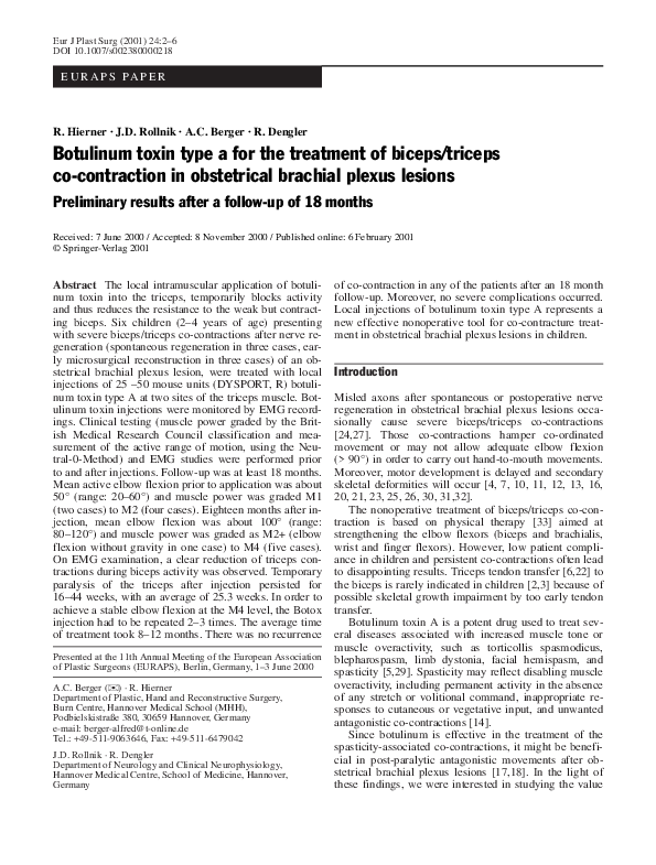 (PDF) Botulinum toxin type a for the treatment of biceps/triceps co ...