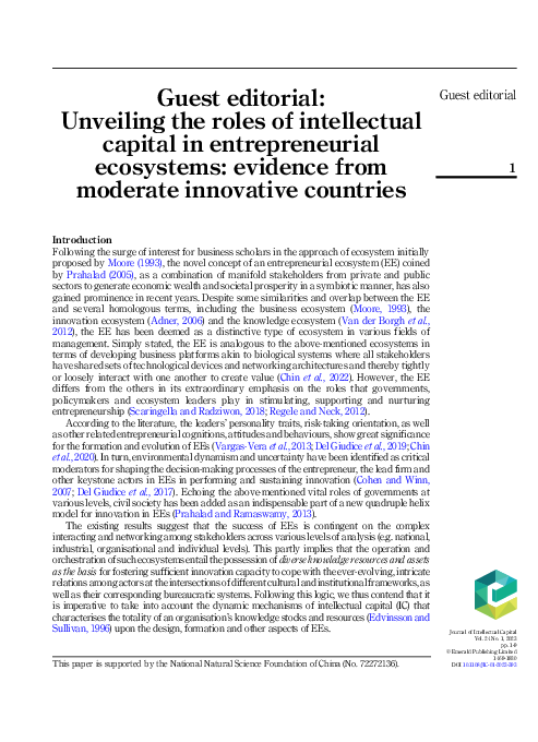 (PDF) Guest editorial: Unveiling the roles of intellectual capital in ...