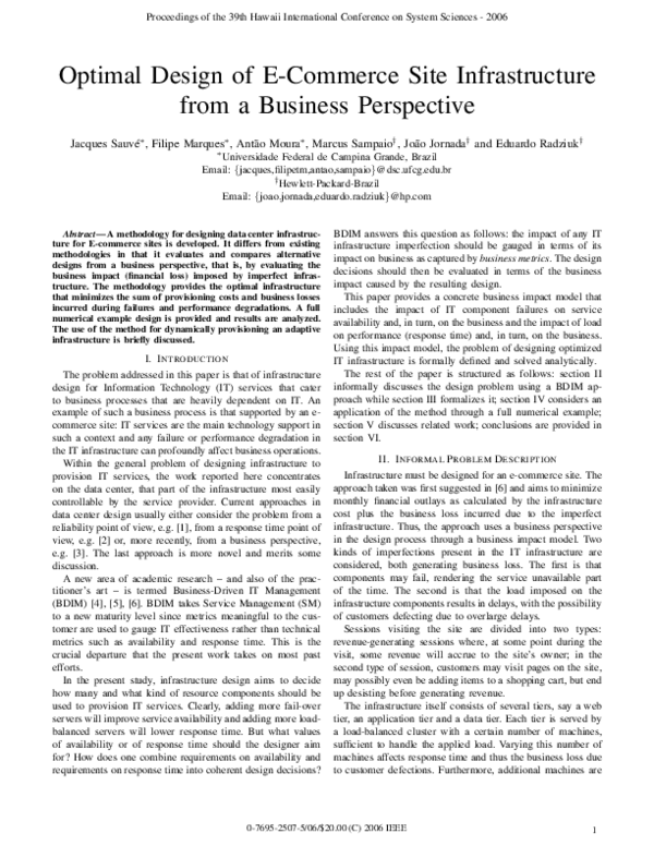 (PDF) Optimal Design of E-Commerce Site Infrastructure from a Business ...