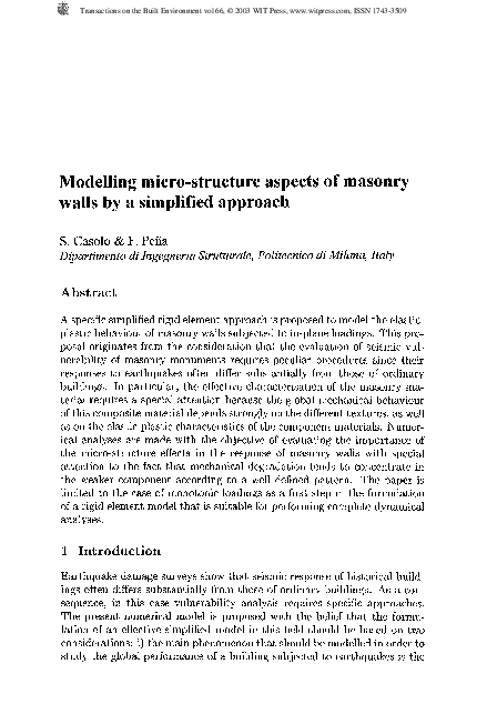 (PDF) Modelling micro-structure aspects of masonry walls by a ...