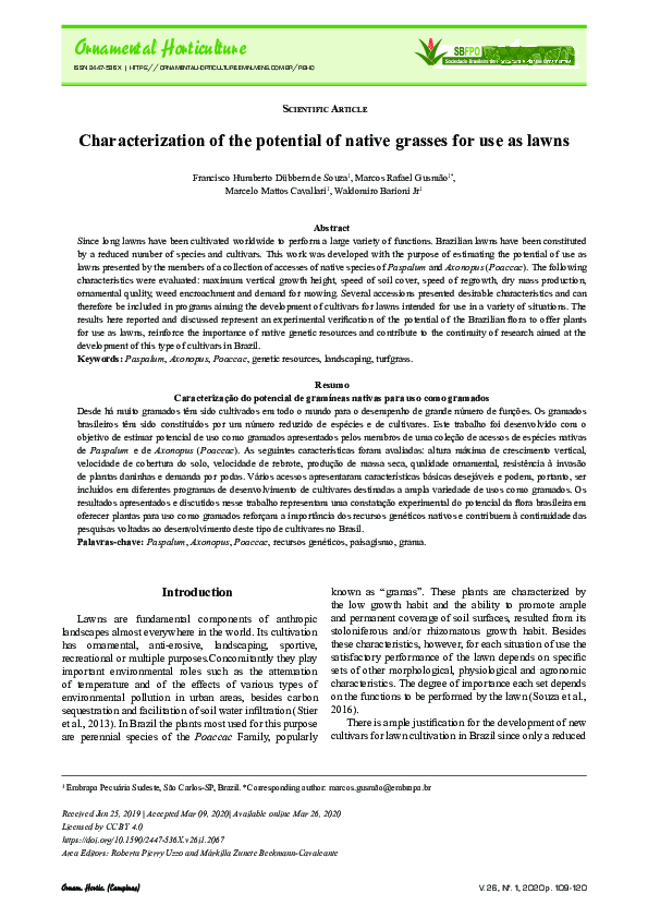 (PDF) Characterization of the potential of native grasses for use as lawns