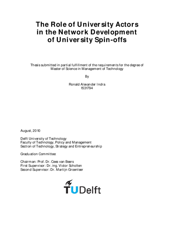 (PDF) The Role of University Actors in the Network Development of ...