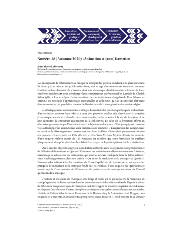 (PDF) Animation et (auto)formation
