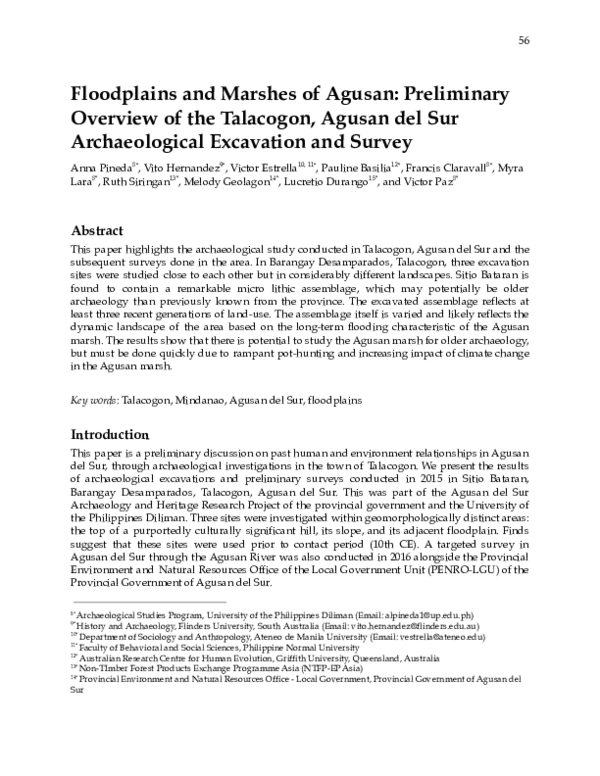 (PDF) Floodplains and Marshes of Agusan: Preliminary Overview of the ...