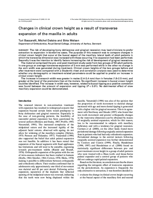 (PDF) Changes in clinical crown height as a result of transverse ...