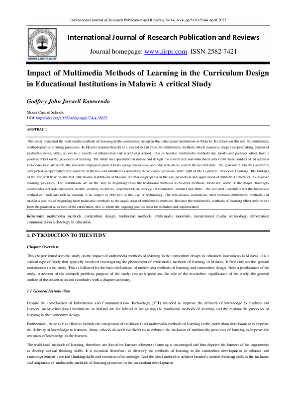 (PDF) Impact of Multimedia Methods of Learning in the Curriculum Design ...