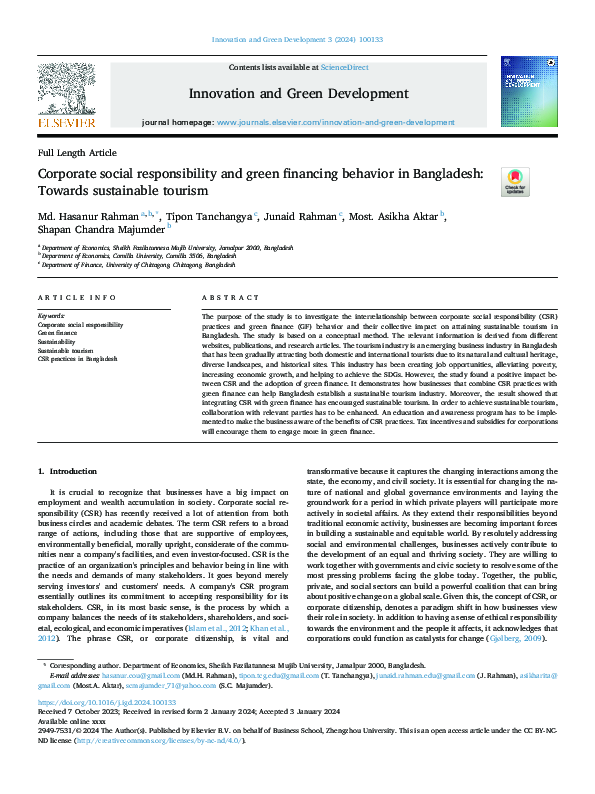 (PDF) Corporate social responsibility and green financing behavior in ...