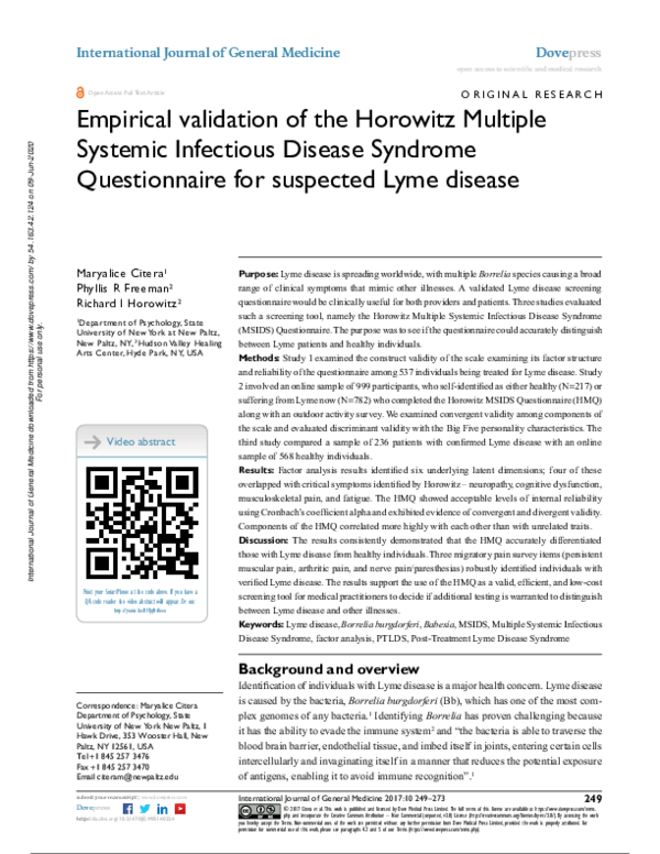 (PDF) Empirical validation of the Horowitz Multiple Systemic Infectious ...