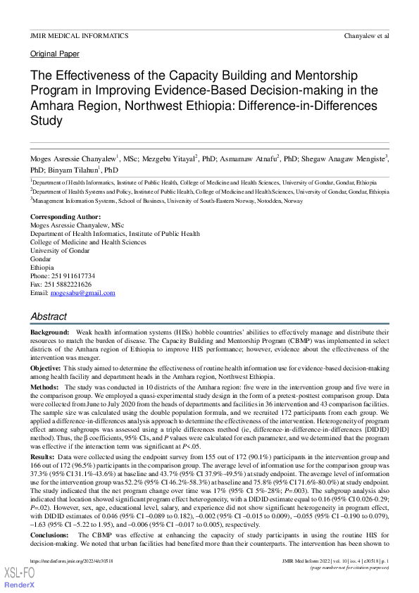 (PDF) The Effectiveness of the Capacity Building and Mentorship Program ...