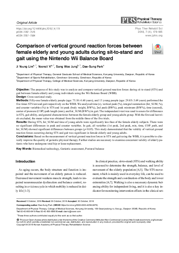 (PDF) Comparison Of The Vertical Ground Reaction Forces During One And ...