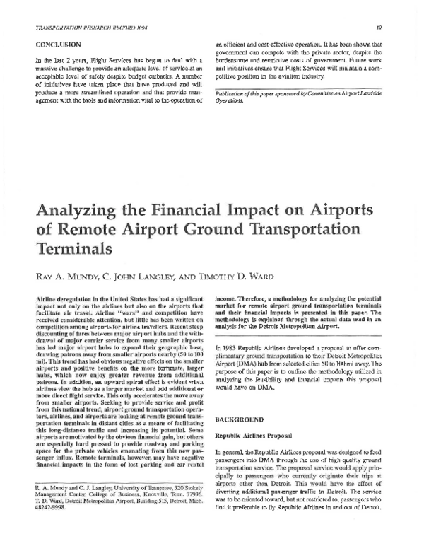 (PDF) Analyzing the Financial Impact on Airports of Remote Airport ...