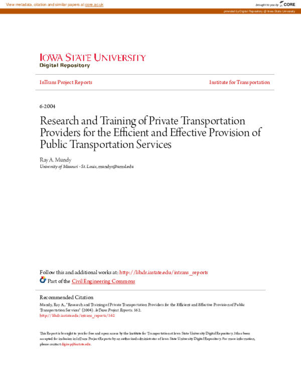 (PDF) Research and Training of Private Transportation Providers for the ...
