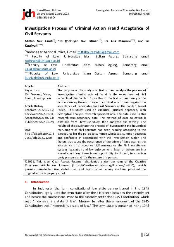 (PDF) Investigation Process of Criminal Action Fraud Acceptance of ...