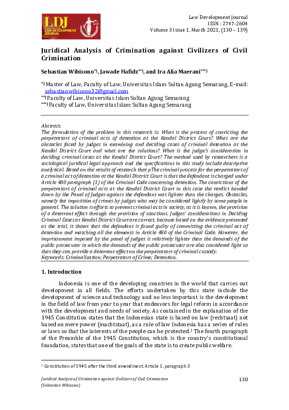 (PDF) Juridical Analysis of Crimination against Civilizers of Civil ...