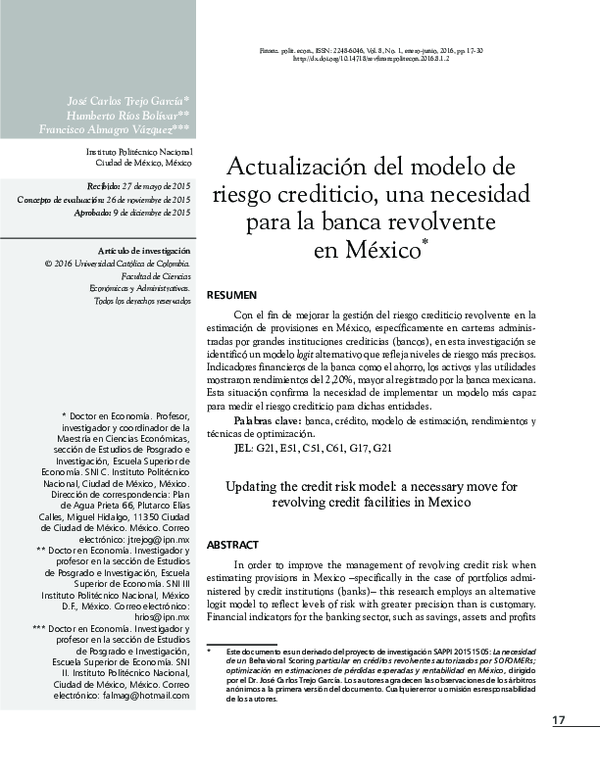(PDF) Updating the Credit Risk Model: Uma Necessidade Para a Banca ...