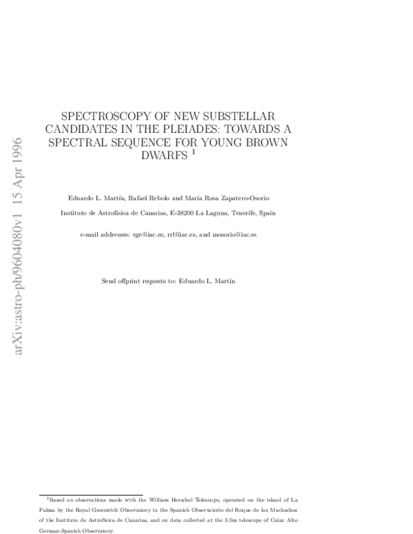 (PDF) Spectroscopy of New Substellar Candidates in the Pleiades: Toward ...