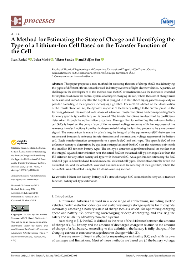 (PDF) A Method for Estimating the State of Charge and Identifying the ...