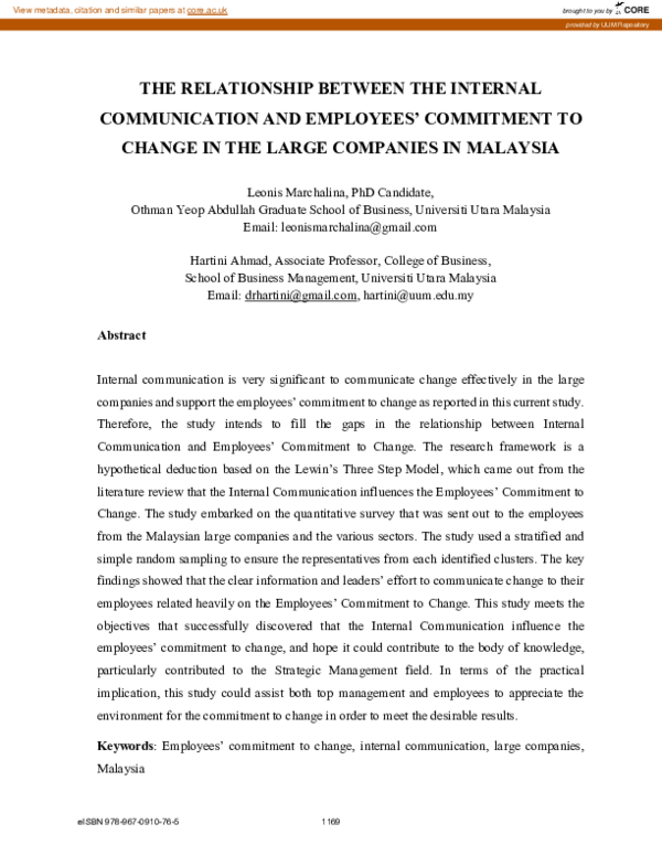 (PDF) The relationship between the internal communication and employees ...
