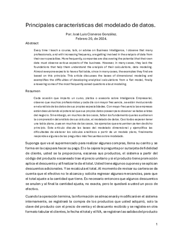 (PDF) Principales características del modelado de datos