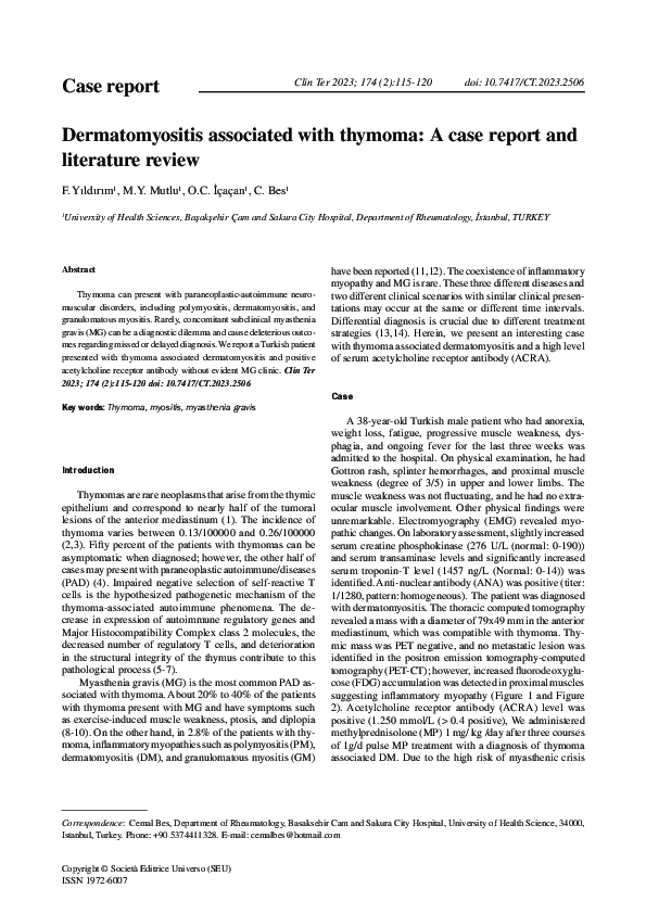 (PDF) Dermatomyositis associated with thymoma: A case report and ...