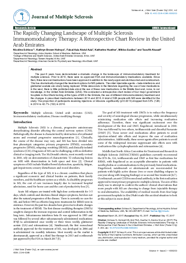 (PDF) The Rapidly Changing Landscape of Multiple Sclerosis ...
