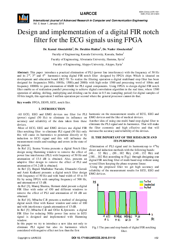 (PDF) Design and implementation of a digital FIR notch filter for the ...