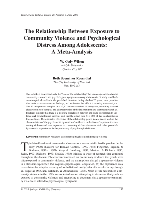 (PDF) The Relationship Between Exposure to Community Violence and ...