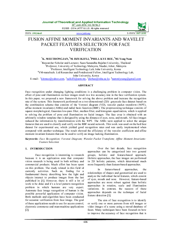 (PDF) Fusion affine moment invariants and wavelet packet features ...