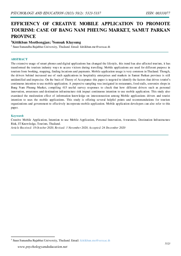 (PDF) Efficiency of Creative Mobile Application to Promote Tourism ...