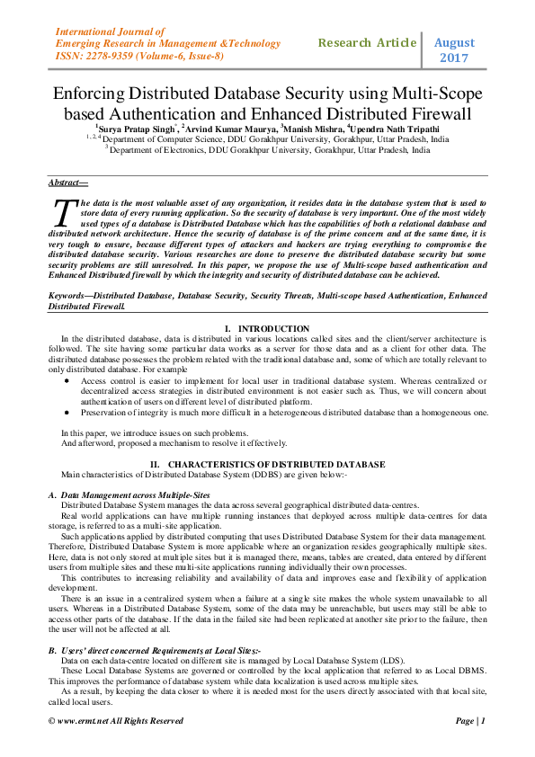 (PDF) Enforcing Distributed Database Security using Multi-Scope based ...