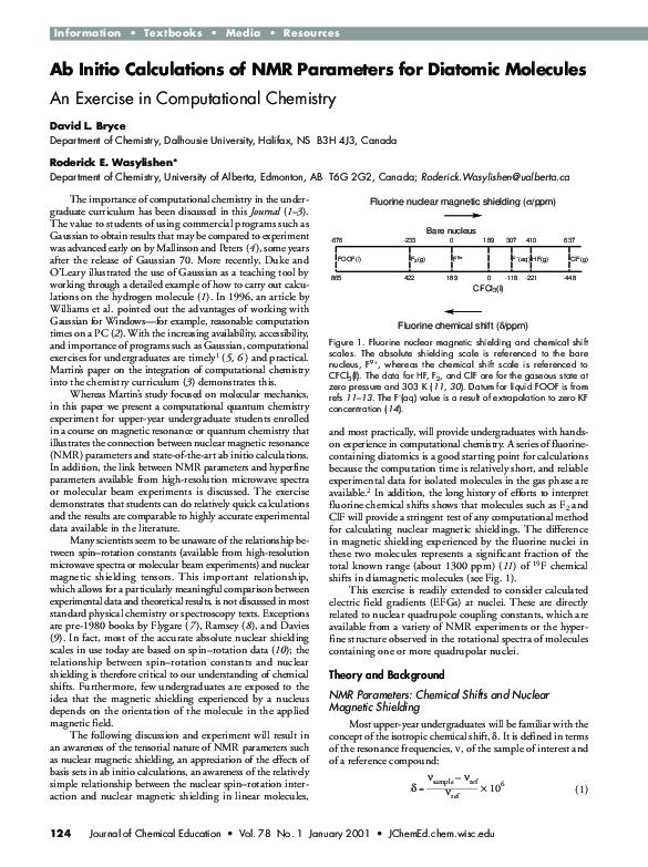 PDF) Ab Initio Calculations of NMR Parameters for Diatomic