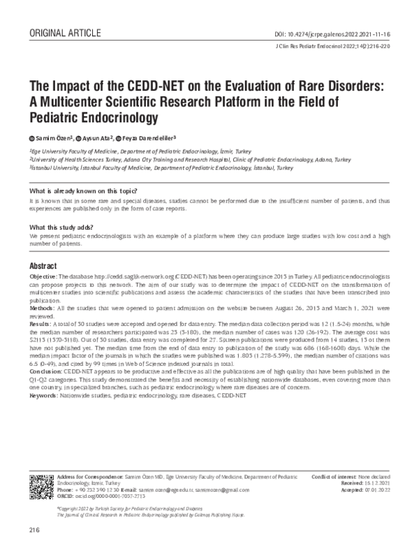 (PDF) The Impact of the CEDD-NET on the Evaluation of Rare Disorders: A ...