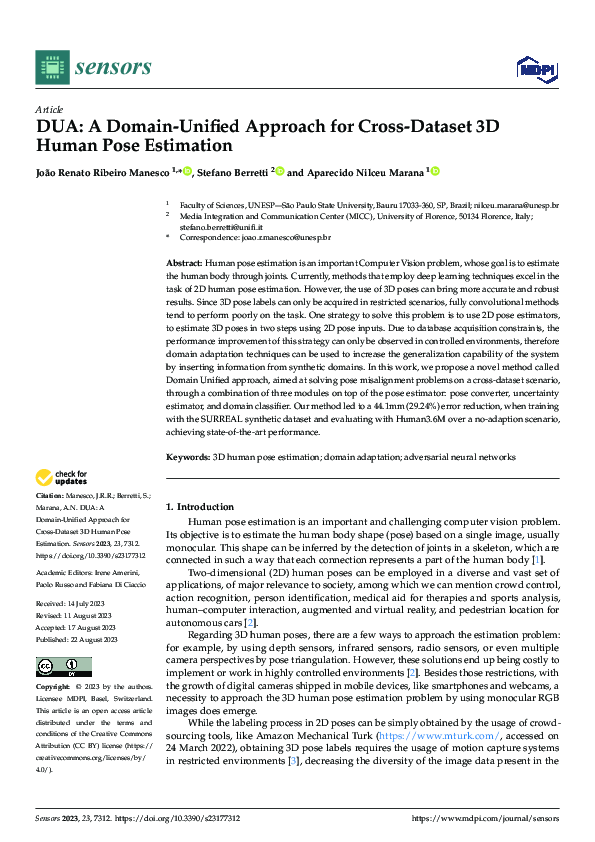 (PDF) DUA: A Domain-Unified Approach for Cross-Dataset 3D Human Pose ...