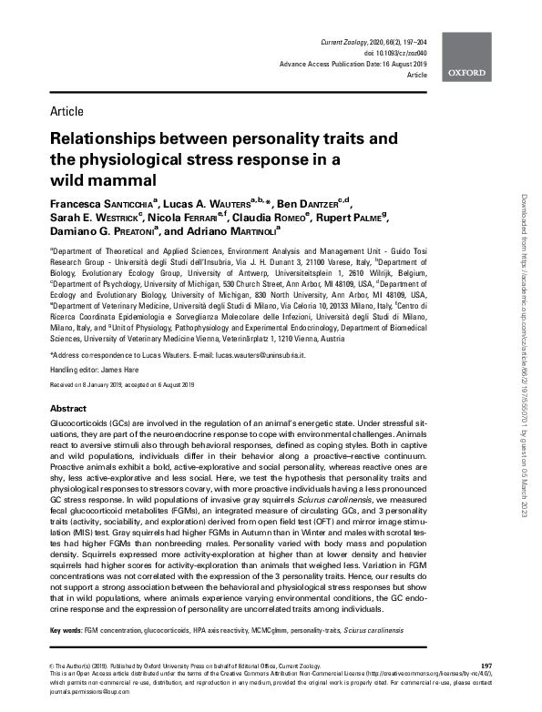 (PDF) Relationships between personality traits and the physiological ...