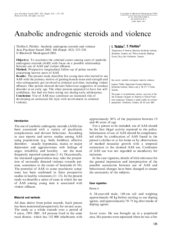 (PDF) Anabolic androgenic steroids and violence
