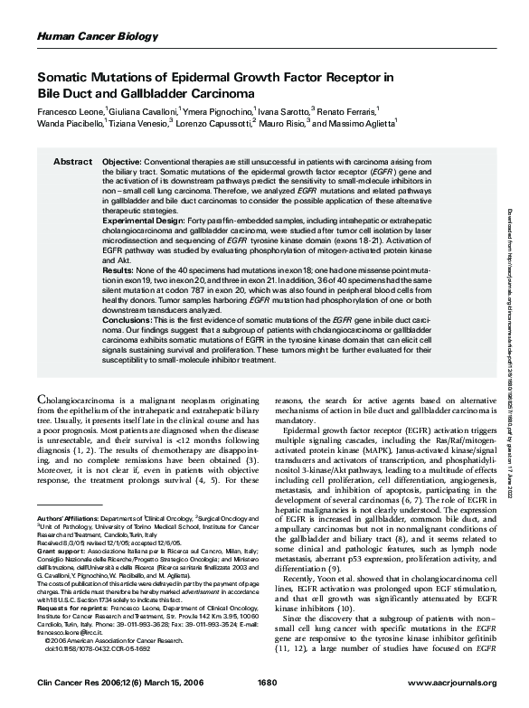 (PDF) Somatic Mutations of Epidermal Growth Factor Receptor in Bile ...