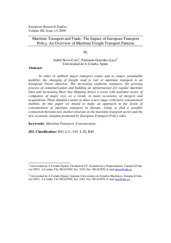 (PDF) Maritime Transport and Trade: The Impact of European Transport ...