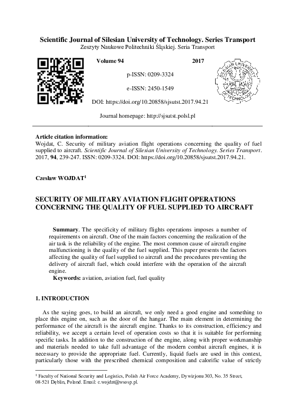 (PDF) Security of Military Aviation Flight Operations Concerning the ...