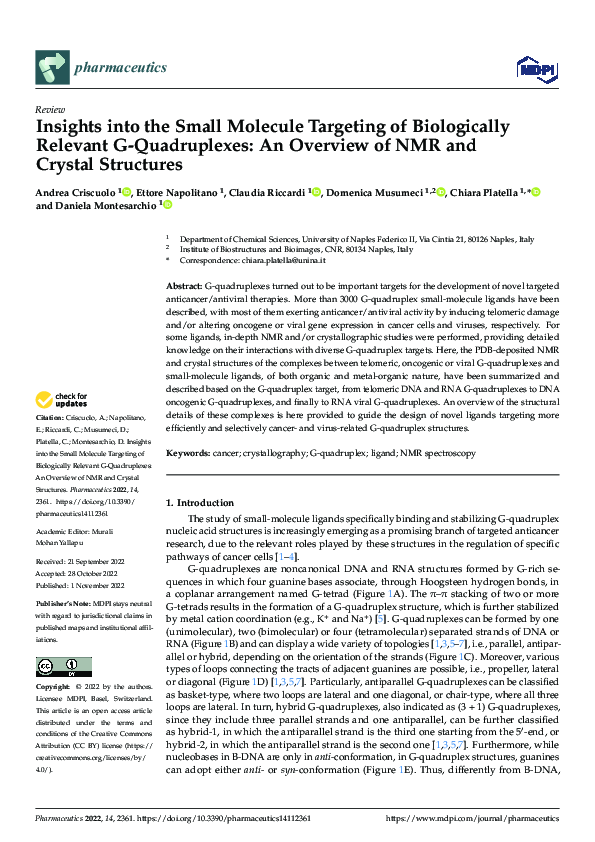 (PDF) Insights into the Small Molecule Targeting of Biologically ...