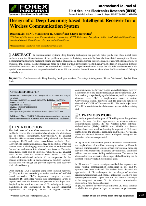 (PDF) Design of a Deep Learning based Intelligent Receiver for a ...