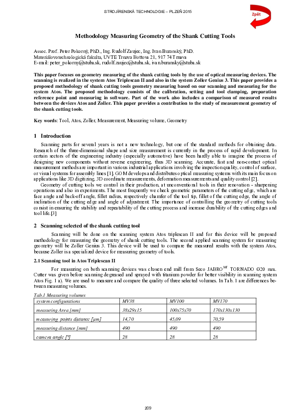 (PDF) Methodology Measuring Geometry of the Shank Cutting Tools