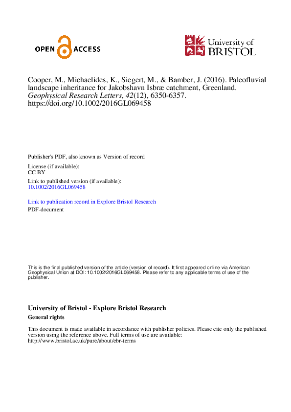 (PDF) Paleofluvial landscape inheritance for Jakobshavn Isbræ catchment ...