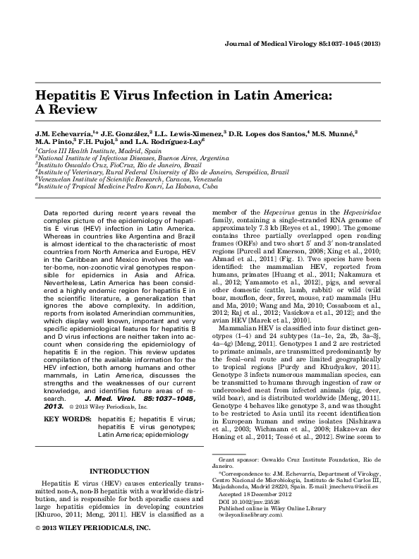 (PDF) Hepatitis E virus infection in Latin America: A review