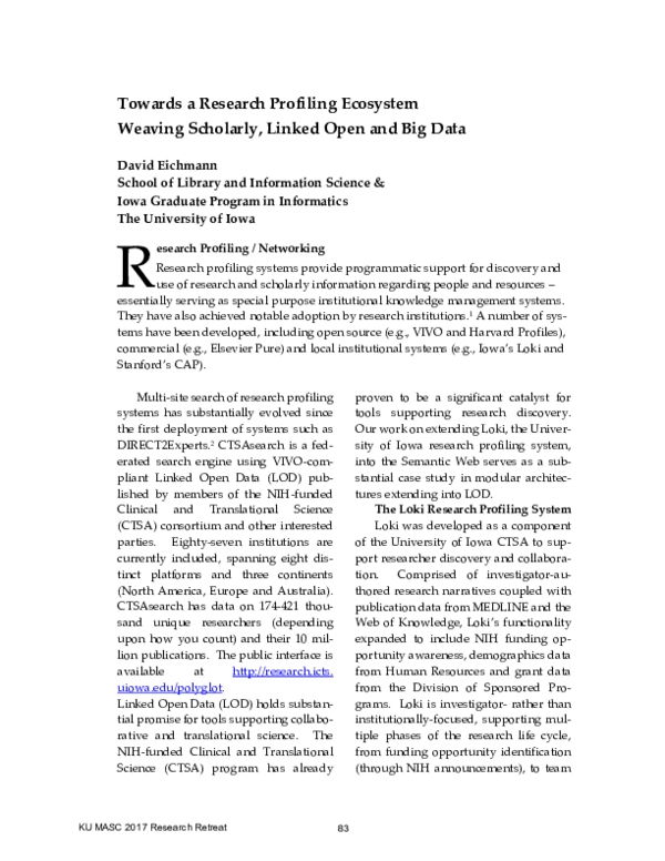 (PDF) Towards a Research Profiling Ecosystem: Weaving Scholarly, Linked ...