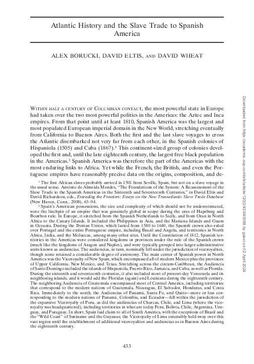 (PDF) Atlantic History and the Slave Trade to Spanish America