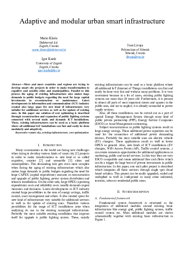(PDF) Adaptive and modular urban smart infrastructure