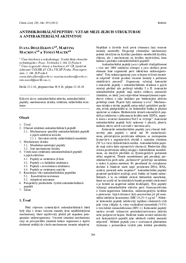 (PDF) Antimicrobial Peptides: The Relationship of Their Structure and ...