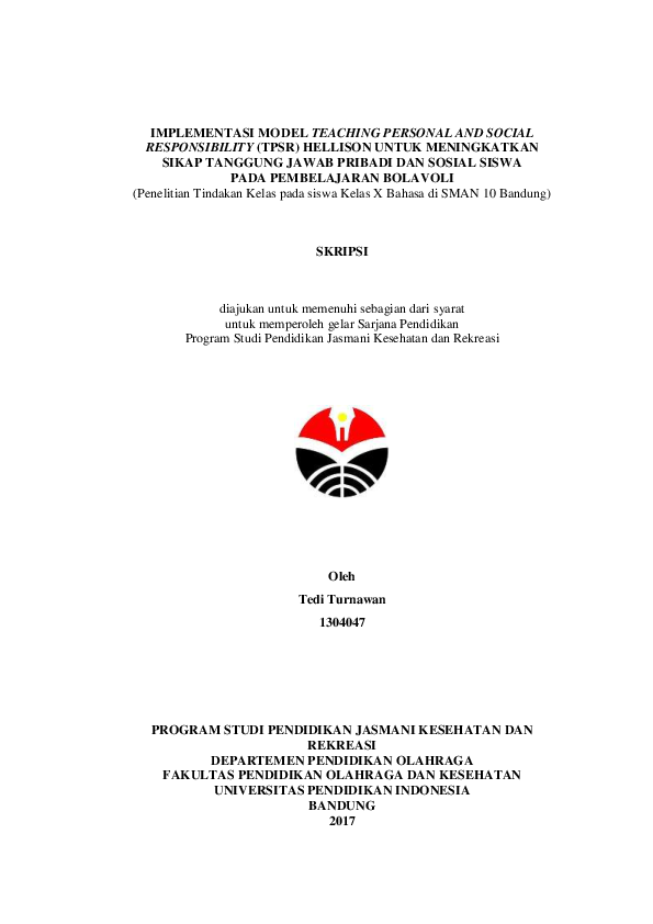 (PDF) IMPLEMENTASI MODEL TEACHING PERSONAL AND SOCIAL RESPONSIBILITY ...