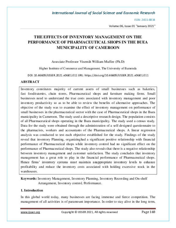 (PDF) THE EFFECTS OF INVENTORY MANAGEMENT ON THE PERFORMANCE OF ...