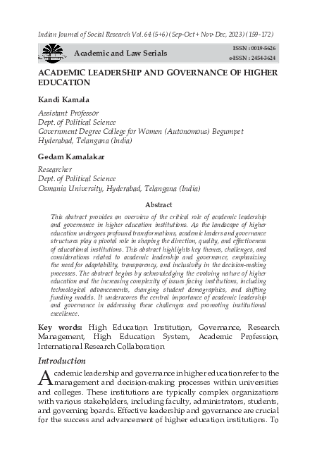 (PDF) Academic Leadership and Governance of Higher Education